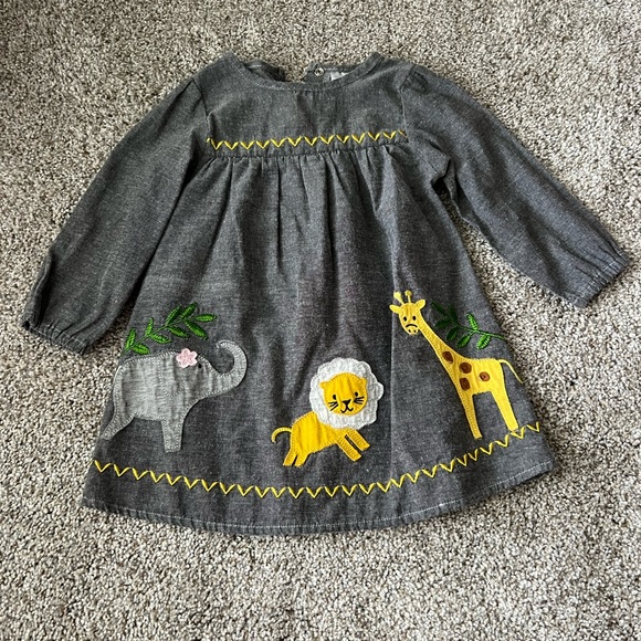 Other - 2/$15 Zoo embroidered Baby girl dress 12 month tunic dress gray and zoo animals